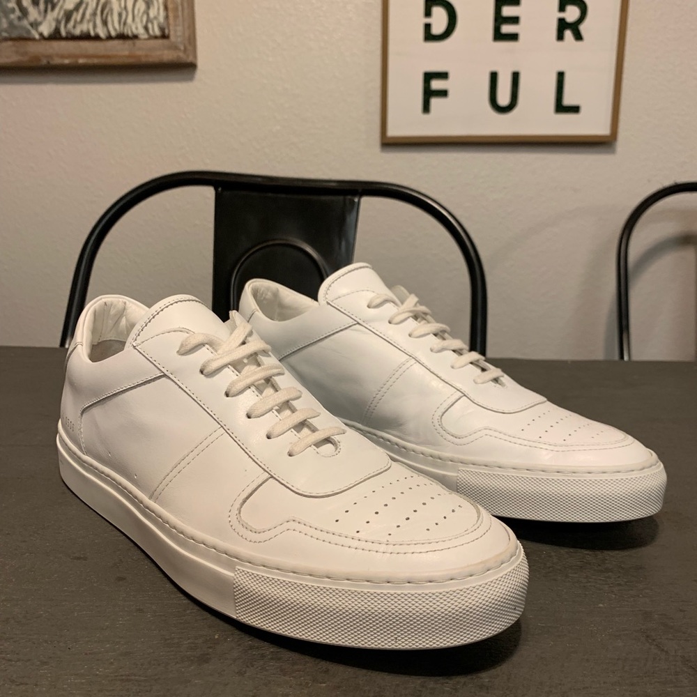 Men’s common projects leather bball low in white